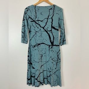 BEL KAZAN 3/4 Sleeve Soft Tree Graphic Print Dress